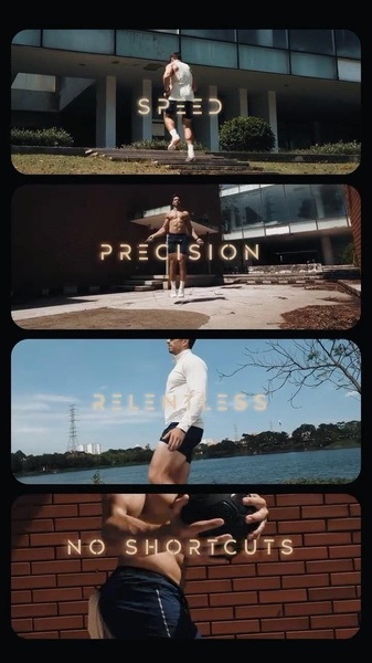 A high-energy, vertical-format sequence showing a fitness professional using a jump rope in varied environments with cinematic text overlays.